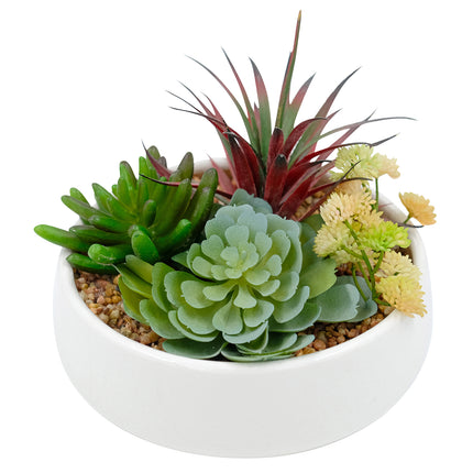 Artificial succulent in white pot