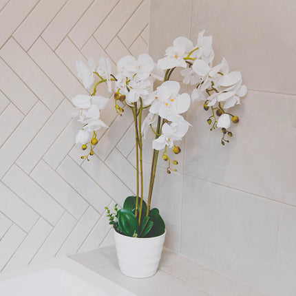 Artificial Plants - Orchid Flowers White 75cm