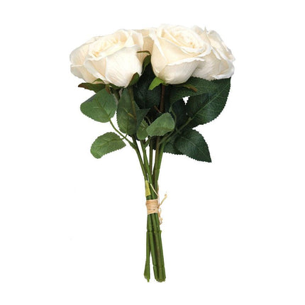 30cm Artificial Rose Posy Bouquet - WHITE