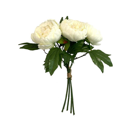 35cm Artificial Peony Posy Bouquet - WHITE