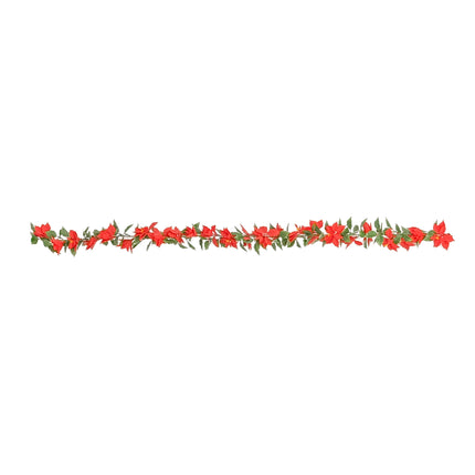 Artificial Garland - Red Poinsettia - 160cm Outdoor
