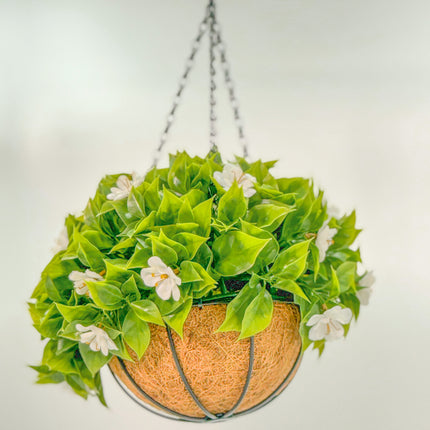 Hanging Baskets - Artificial Sakura - White 33cm Outdoor