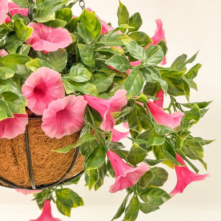 Hanging Baskets - Artificial Petunia (Morning Glory) - Pink 33cm Outdoor