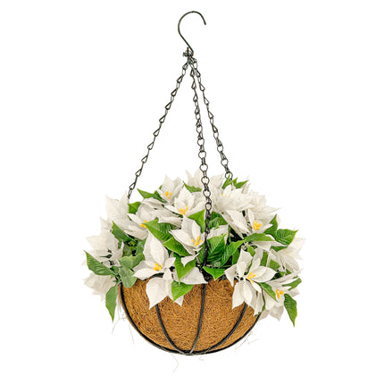 Hanging Baskets - Artificial Poinsettia - White