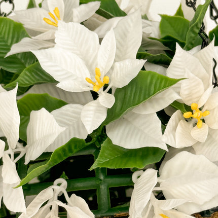 Hanging Baskets - Artificial Poinsettia - White 33cm Outdoor