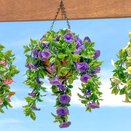 Hanging Baskets - Artificial Petunia (Morning Glory) - Purple 33cm Outdoor