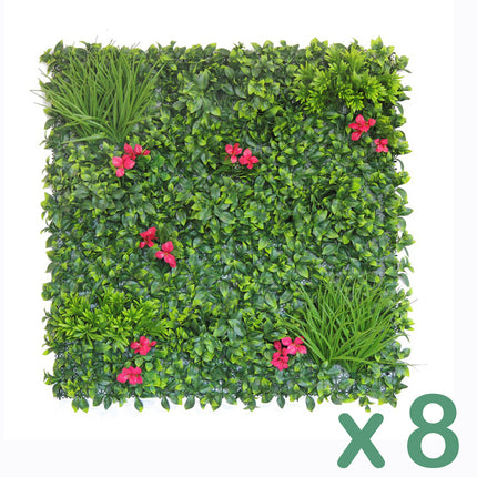 Carton of 8 - Artificial Hedges - Flower Rush - 100 x 100cm