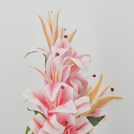 Artificial Oriental Lily pink/white flower