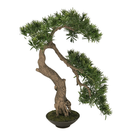 Artificial Plant Buddhist Pine Bonsai Semi-Cascade (han kengai)