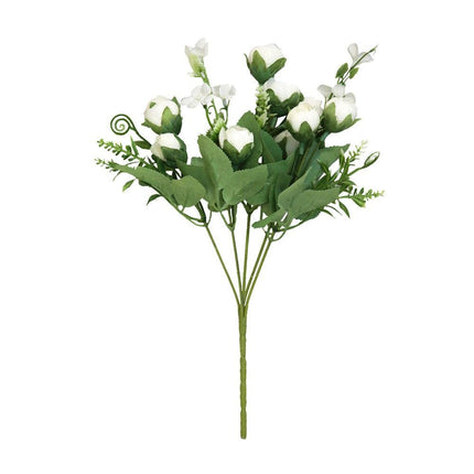 30cm Artificial Miniature Rose Stem - WHITE