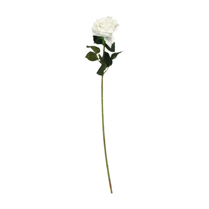 75cm Artificial Velvet Rose Stem - WHITE