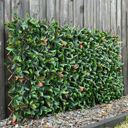 Expandable Trellis - Artificial Red Photinia leaves Outdoor 180 x 90cm