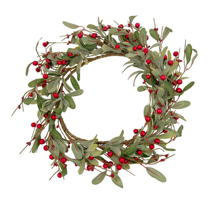 Artificial Christmas Wreath with Red Pearls - 40cm