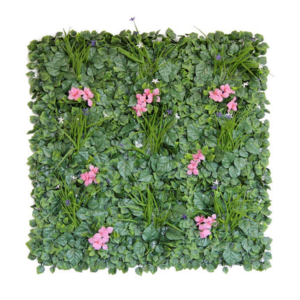 Artificial hedge with pink flower