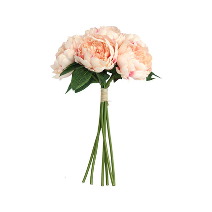 Artificial Flowers - Peony Posy Bouquet Peach 35cm