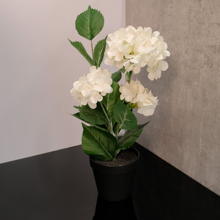 Artificial Hydrangea Plant - White 43cm