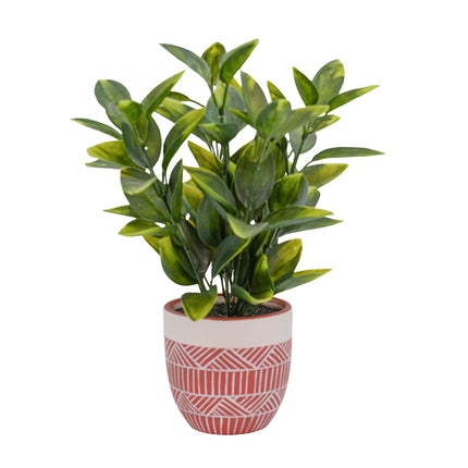 Artificial Plant - Photinia Stems in Red Ceramic Pot 30cm