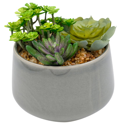 Artificial succulent in grey pot